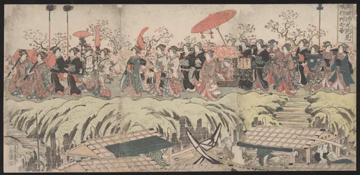 Kirschblütenbesichtigungsprozession entlang des Sumida-Flusses